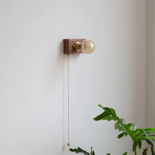 Vintage walnut edison wall light with pull switch - vue 6 sur 14