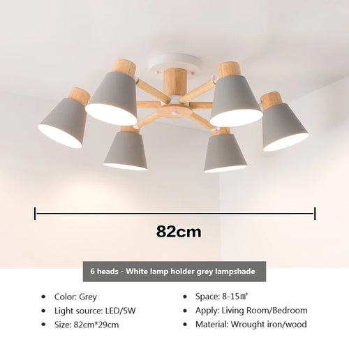Nordic solid wood chandelier modern lighting for hotel and restaurant - vue 15 sur 20