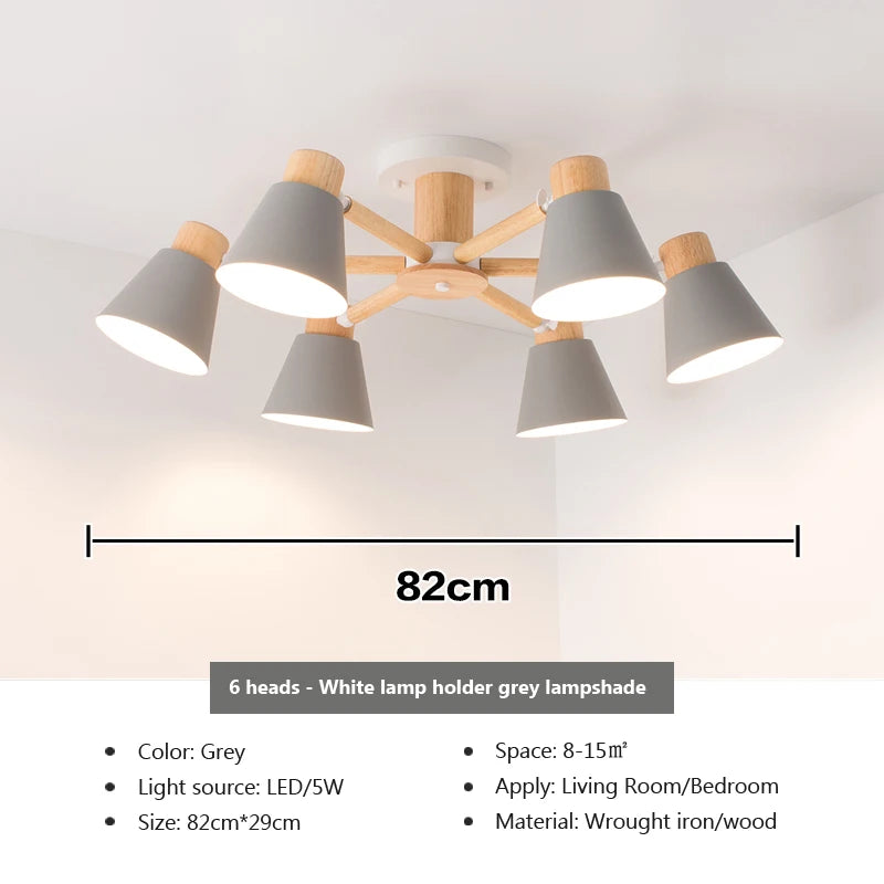 Nordic solid wood chandelier modern lighting for hotel and restaurant - vue 15 sur 20