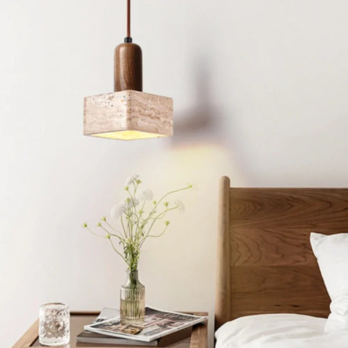 Solid wood pendant light for creative retro interior decor - vue 3 sur 7