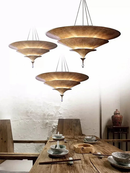 Asian Buddhist wabi sabi chandelier for interior decoration - vue 5 sur 7