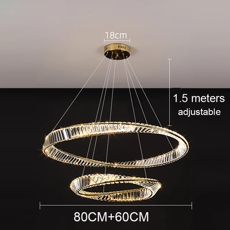 Crystal LED Chandelier for Living Room Kitchen Bedroom Ceiling Pendant Lamp, Gold Modern Remote Control Hanging Light - vue 10 sur 11