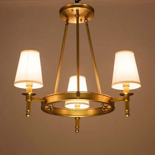 Full copper round chandelier for bedroom - vue 3 sur 12