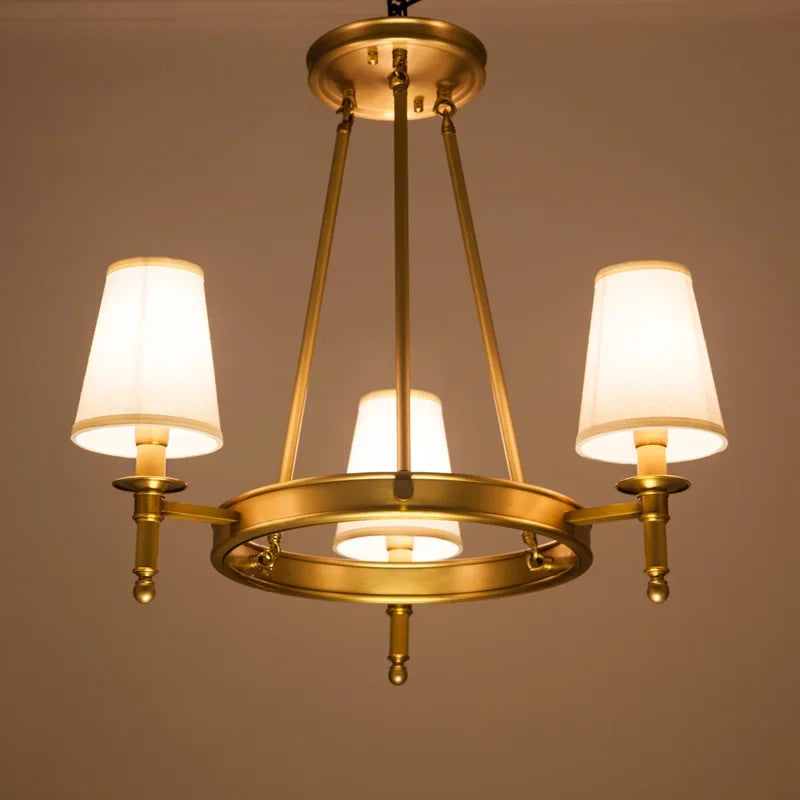 Full copper round chandelier for bedroom - vue 3 sur 12