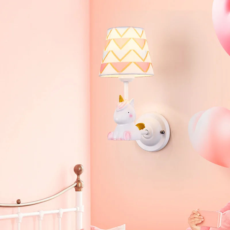 Bear, unicorn and pegasus wall light for children's room