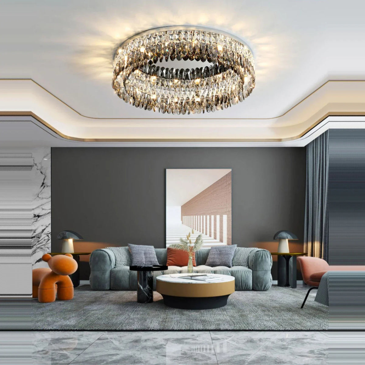 Modern LED crystal chandelier with elegant design for interior décor - vue 6 sur 18
