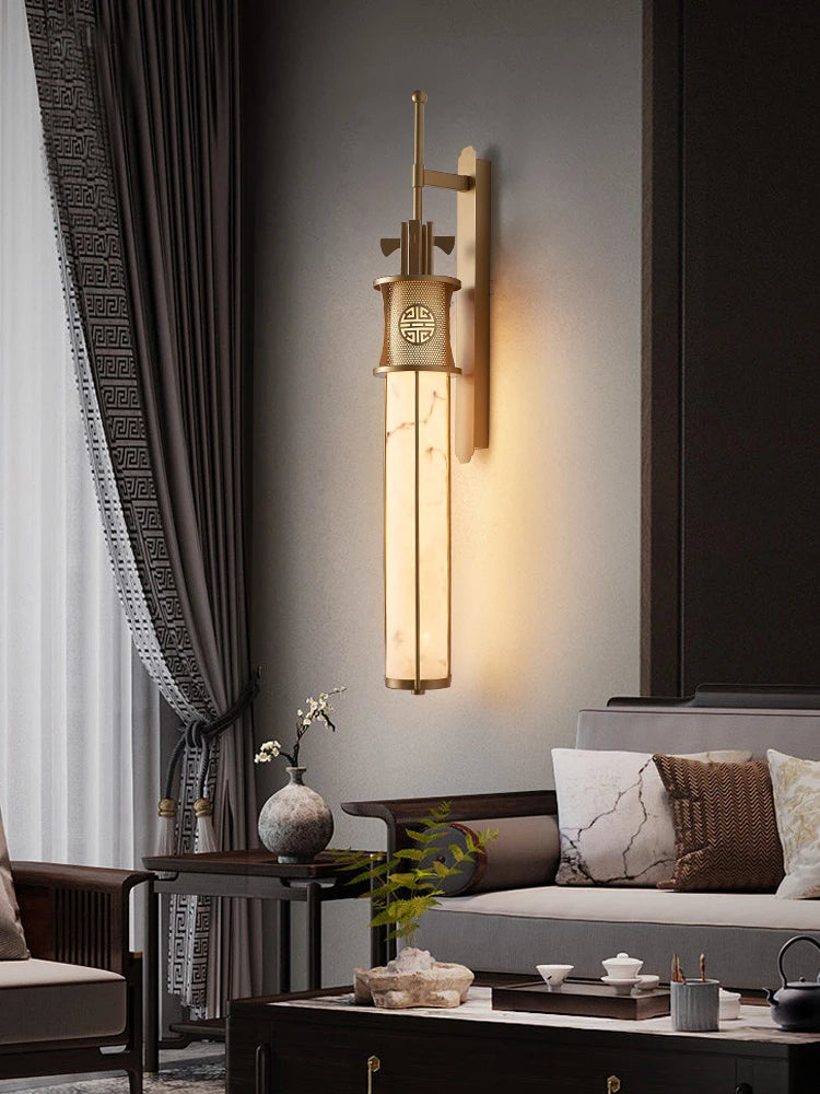 Chinese style marble wall light with LED lighting design