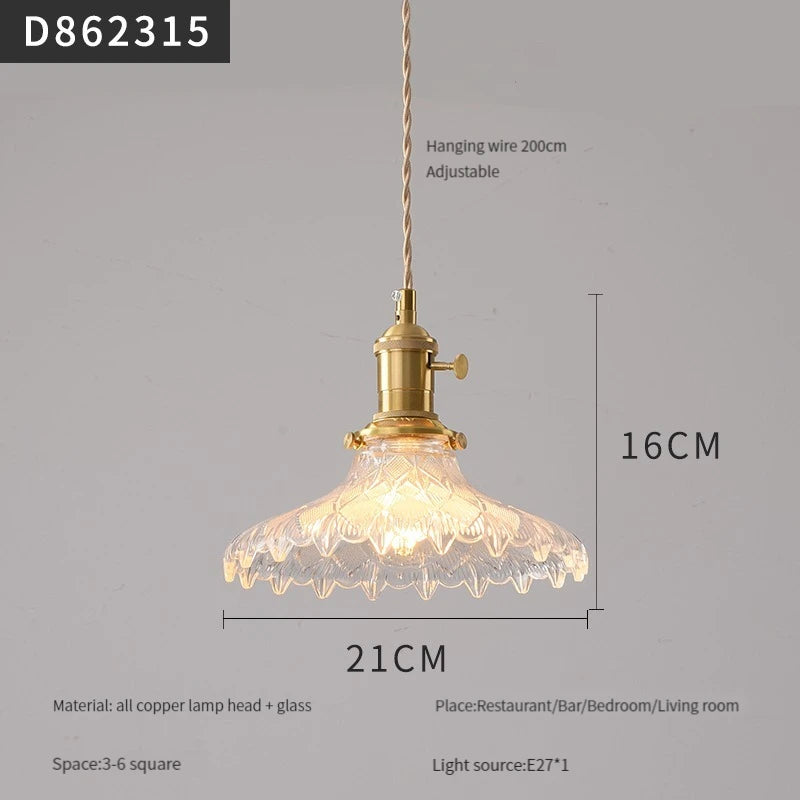 Modern brass and glass pendant light for interiors - vue 22 sur 30