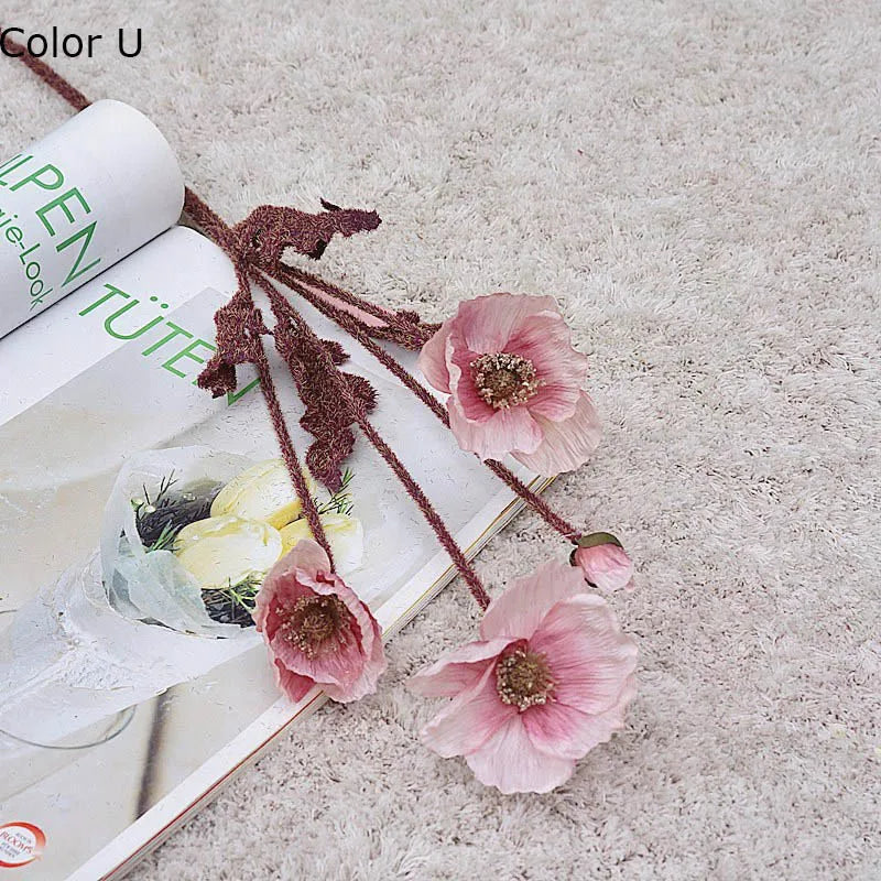 New artificial poppy flower garden decor for parties - vue 9 sur 26