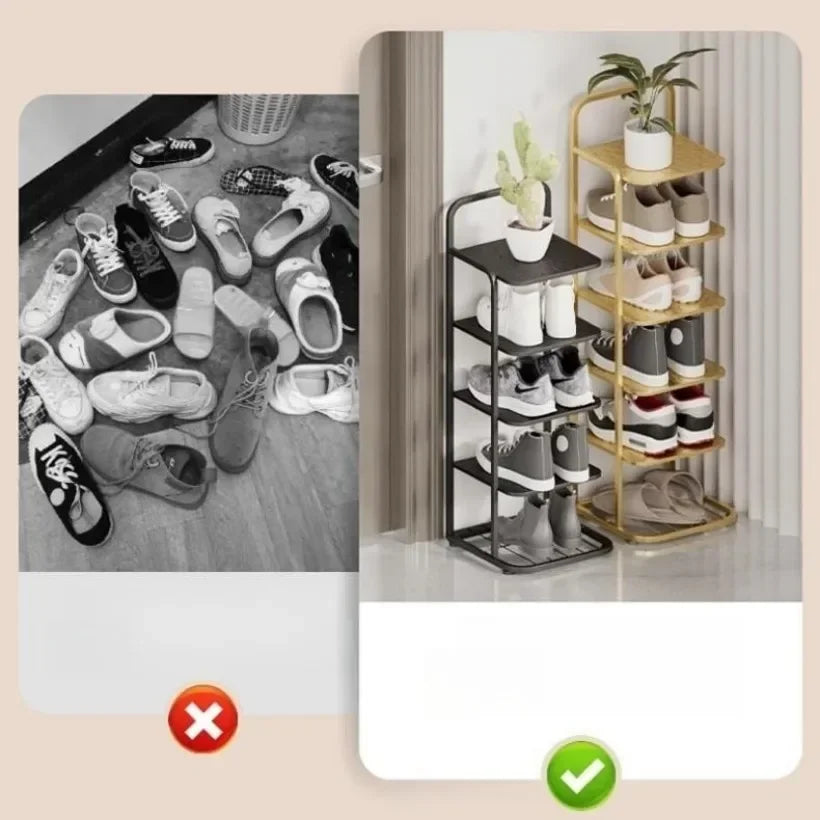 modern metal shoe rack for stylish vertical storage - vue 2 sur 12