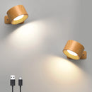 Round directional wooden LED wall light