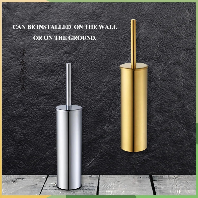 Wall-mounted stainless steel toilet brush holder for cleaning and storage