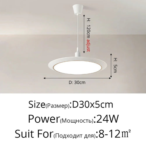Ultra-thin modern minimalistic circular three-proof LED chandelier - vue 21 sur 22