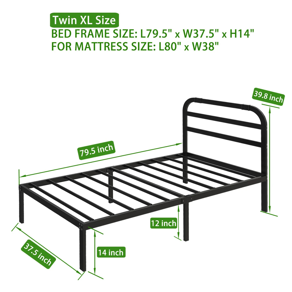 Heavy Duty Metal Bed Frame with Headboard, 3500 lbs Max Weight Capacity Metal Platform, Easy Assembly Mattress Foundation - vue 8 sur 10