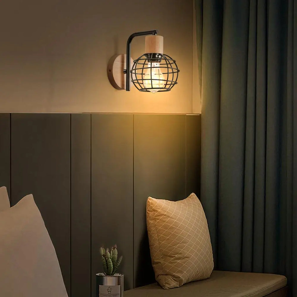 vintage industrial wall light cage metal lampshade retro style