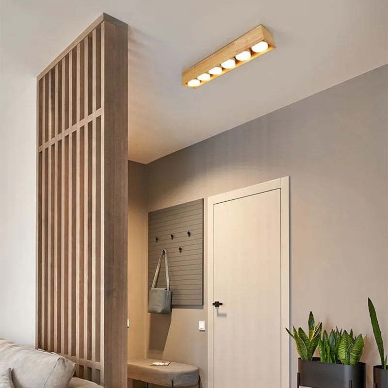Minimalist raw wood ceiling light for bedroom, study, hallway and cloakroom