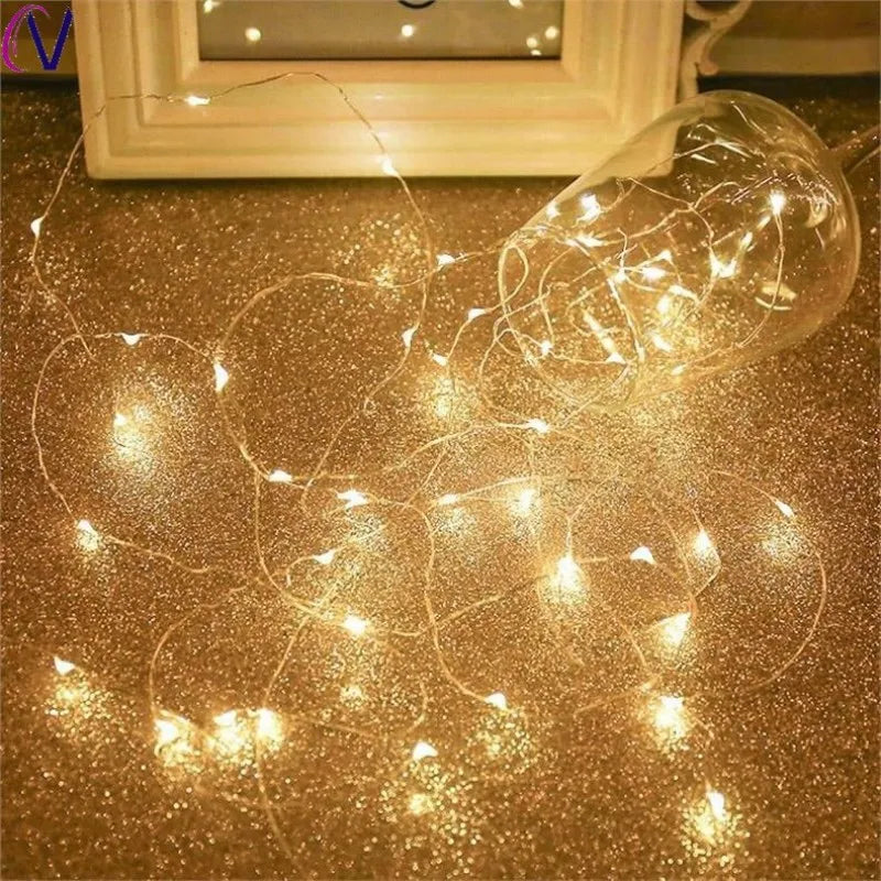 Usb led copper silver string lights for party decorations - vue 6 sur 14