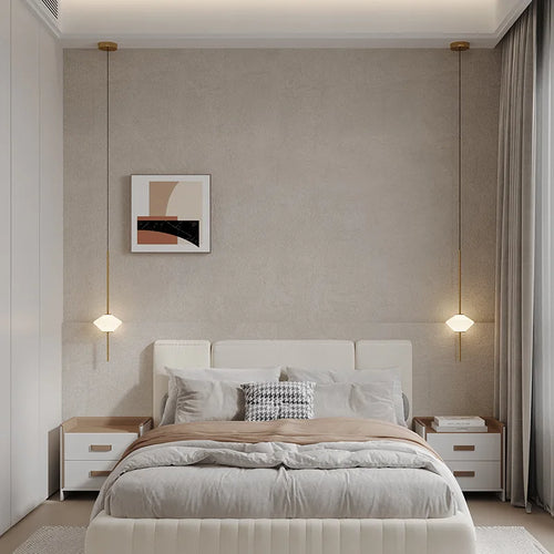 Modern glass LED pendant lamp with adjustable metal wire - vue 5 sur 10