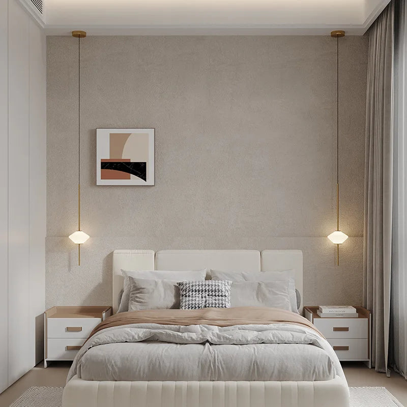 Modern glass LED pendant lamp with adjustable metal wire - vue 4 sur 10