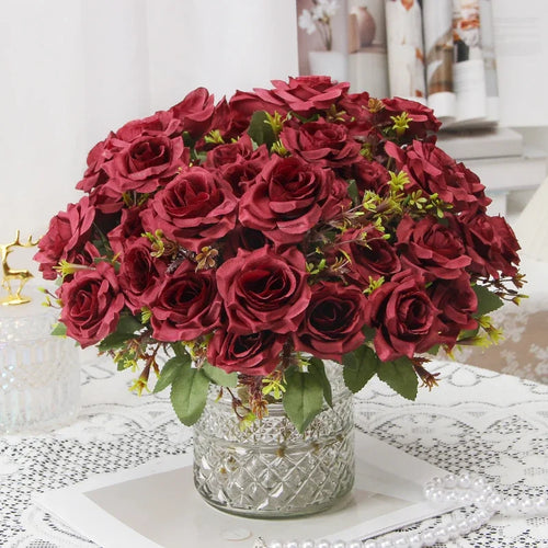 Decorative silk rose bouquet with honey fragrance for interior decor - vue 4 sur 12
