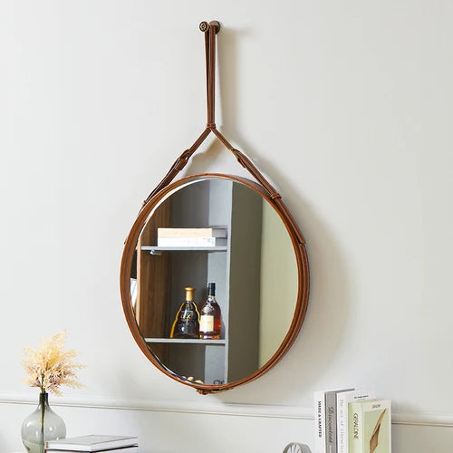 round decorative wooden mirrors for interior decoration - vue 7 sur 7
