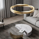 Modern LED chandelier with brushed crystal rings