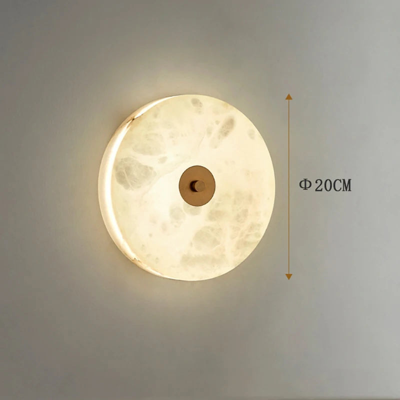 Round marble wall light with backlight for hotel