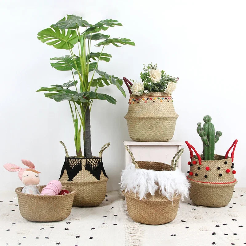 woven wicker basket for versatile storage and decoration - vue 3 sur 18