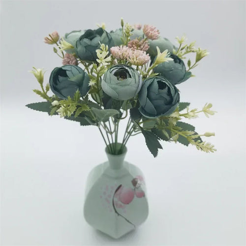 Silk rose bouquet artificial garden decoration flowers - vue 2 sur 12