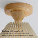 Modern LED ceiling light with wood and pleated fabric