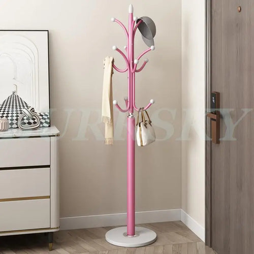 freestanding metal coat rack with 16 hooks and shelves - vue 4 sur 18