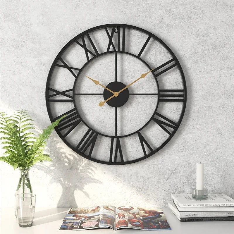 3d modern decorative wall clock retro roman style silent metal