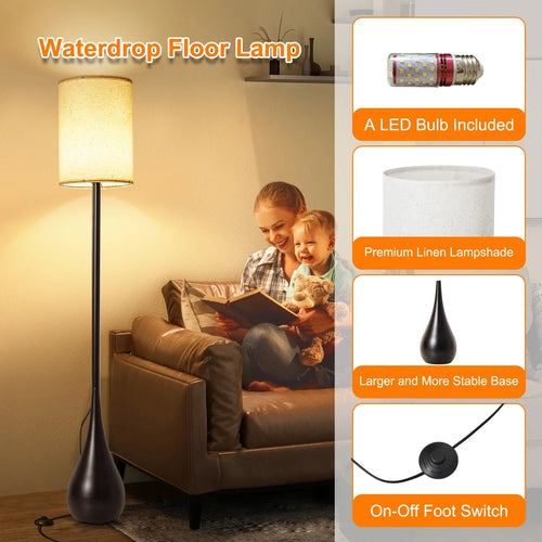 Design LED floor lamp waterdrop with 3-colour dimmer - vue 2 sur 7