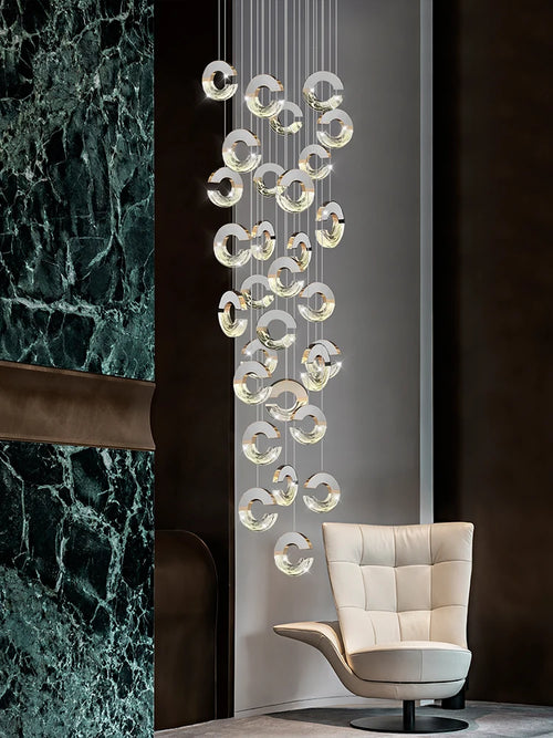 Modern crystal loft chandelier for minimalist lighting - vue 5 sur 14