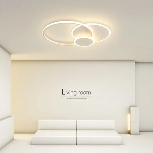 Modern ring LED ceiling light with simple smart dimmer for dining room, bedroom, living room or hall - vue 2 sur 14