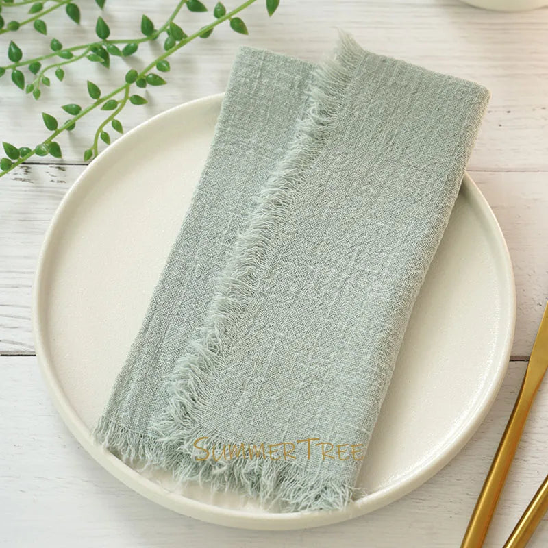 Rustic cotton gauze napkin set of 12