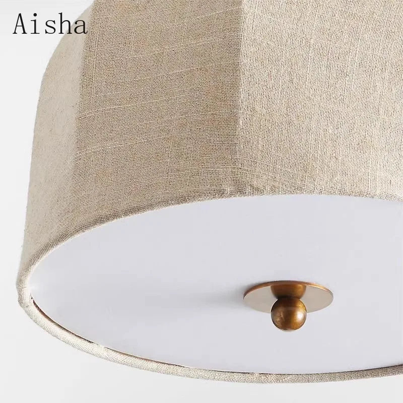 American linen fabric ceiling light for elegant artistic decor - vue 8 sur 8