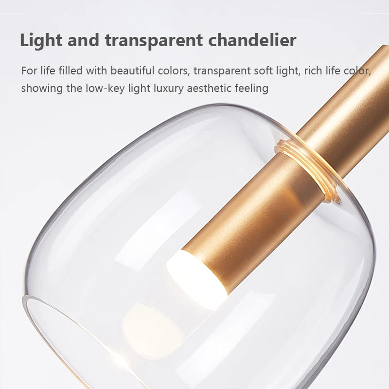 Luxury LED Nordic style modern pendant chandelier - vue 6 sur 12