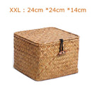 handwoven seaweed storage basket with lid
