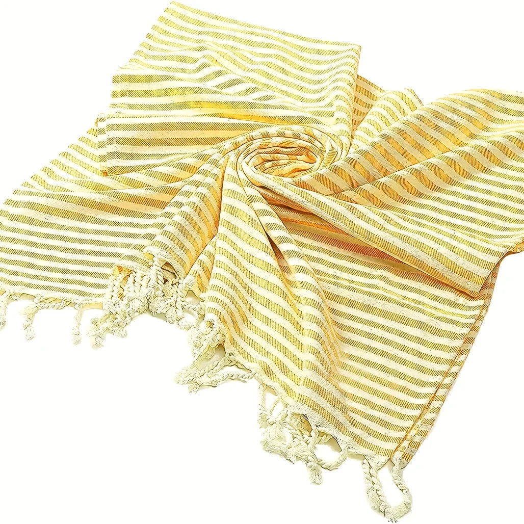 Turkish cotton striped boho beach towel - vue 4 sur 6