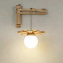 Nordic wooden hanging wall light with swing arm LED