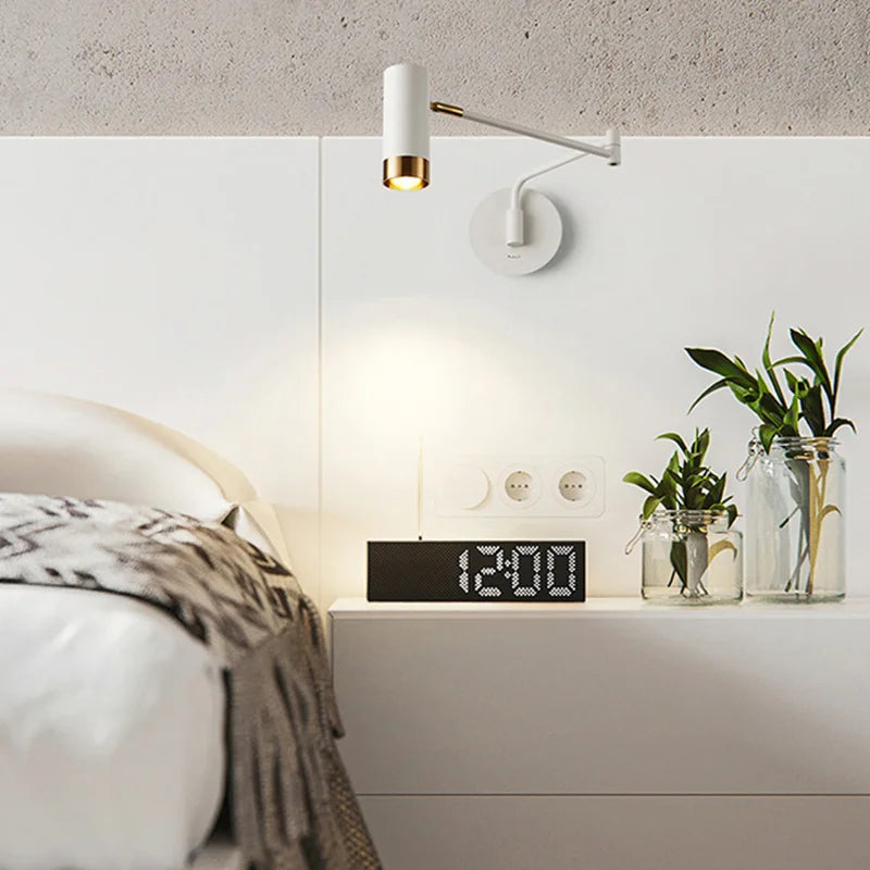 Modern folding wall light with adjustable LED lighting