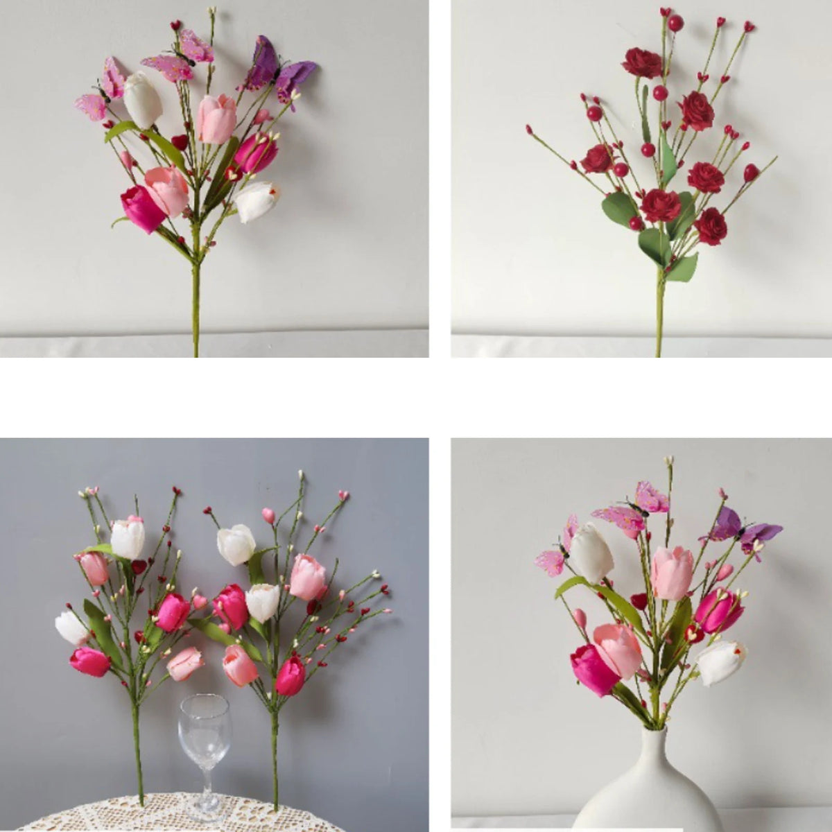 Artificial tulip floral decoration for Valentine's Day - vue 4 sur 12
