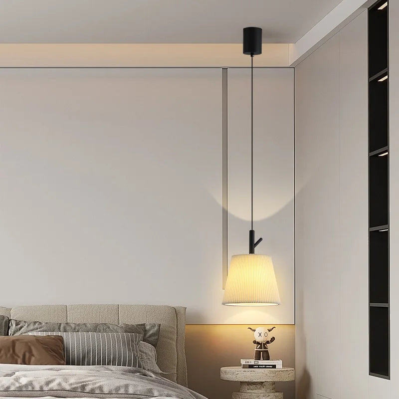 Pleated fabric chandelier for modern interior decor - vue 5 sur 8