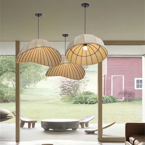 Japanese style fabric ceiling light for elegant lighting - vue 3 sur 11