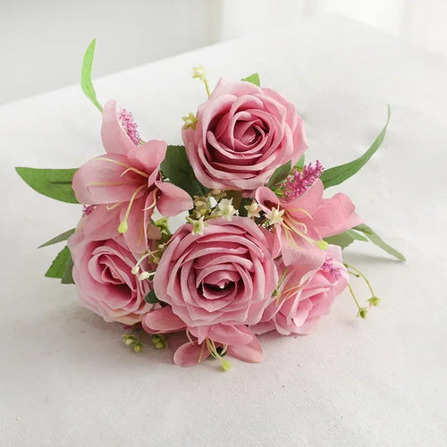 Wedding decoration bouquet with artificial lilies and scented roses for garden - vue 3 sur 11