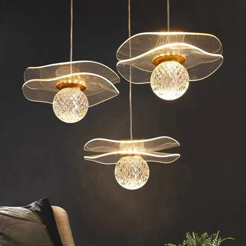 Customisable modern lotus leaf crystal pendant light - vue 2 sur 13