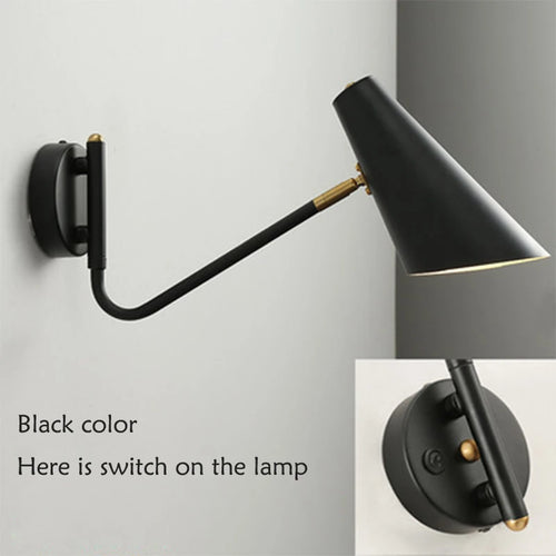 Retro adjustable wall light with black and gold LED e27 switch - vue 8 sur 10