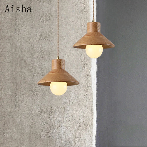 Wood pendant light for interior decor and lighting - vue 2 sur 7