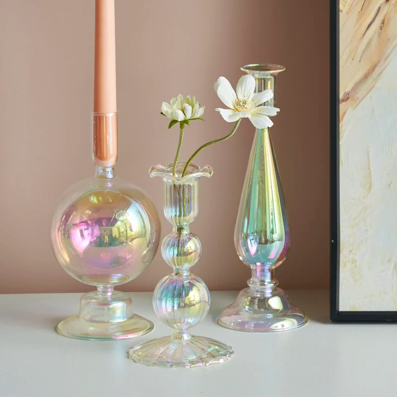 Nordic glass candle holder for weddings and flowers